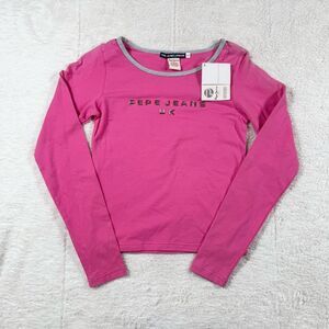 Vintage NWT Y2K Pepe London Jeans Pink Deadstock Long Sleeve Blouse T Shirt